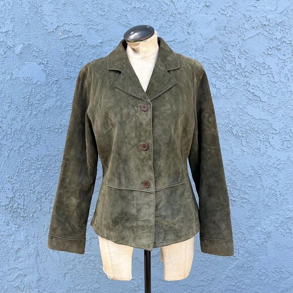 Brandon Thomas Jackets & Blazers - Olive Green Suede Jacket Medium Y2k luxury